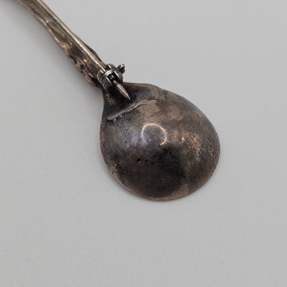 Vtg Silverplate Souvenir Collector Spoon 2.75" Cherub Angel Handle Rustic Brooch - Picture 10 of 12